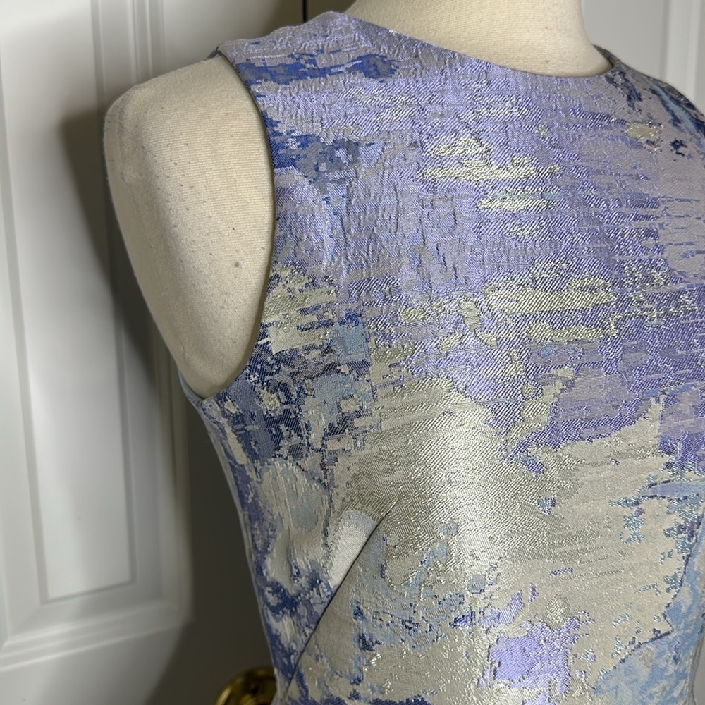 Alice Walk Sleeveless Flare Metallic Watercolor Dress Sz6 — image 3 of 8